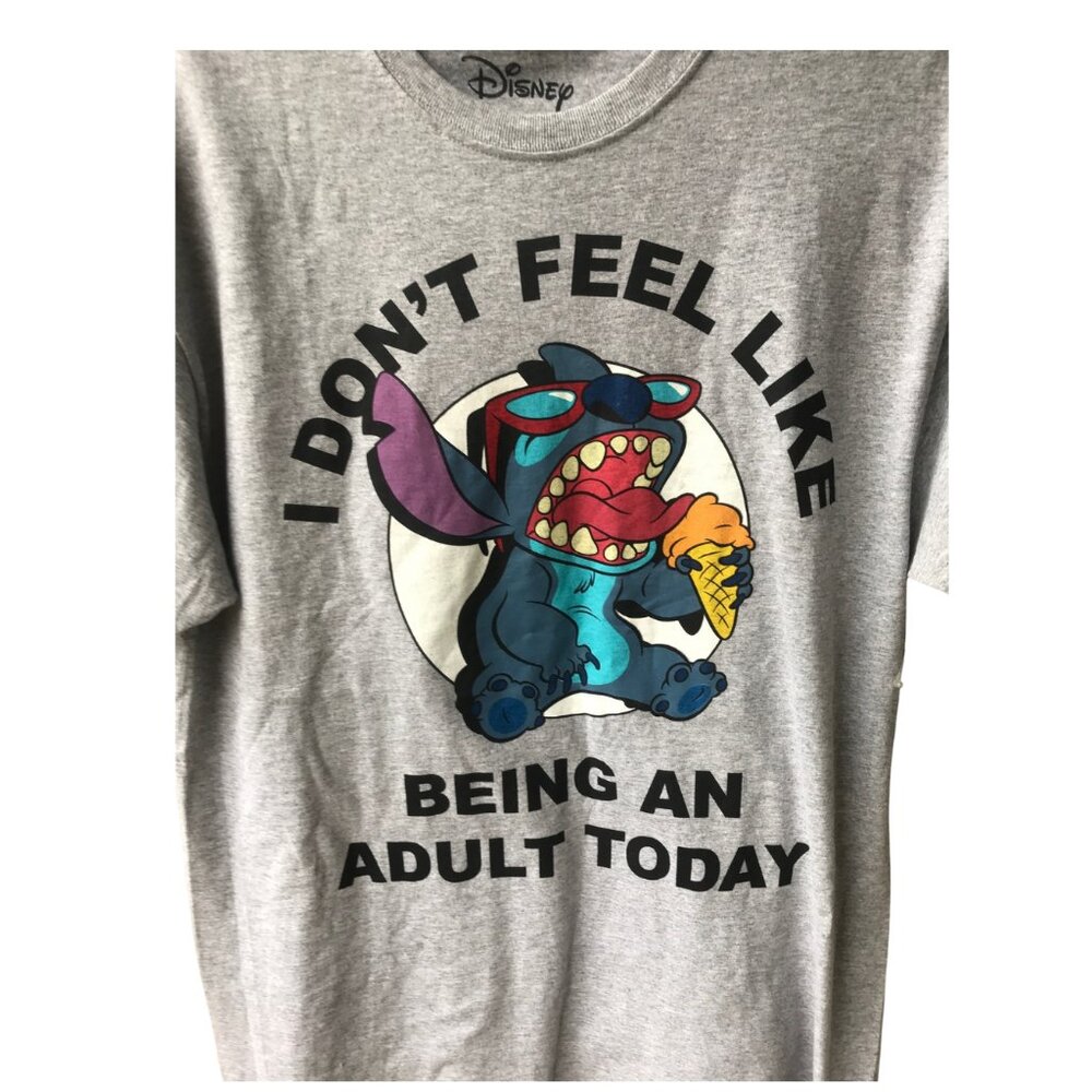 Disney Lilo and Stitch Adult Humor Gray Tee Shirt Size M